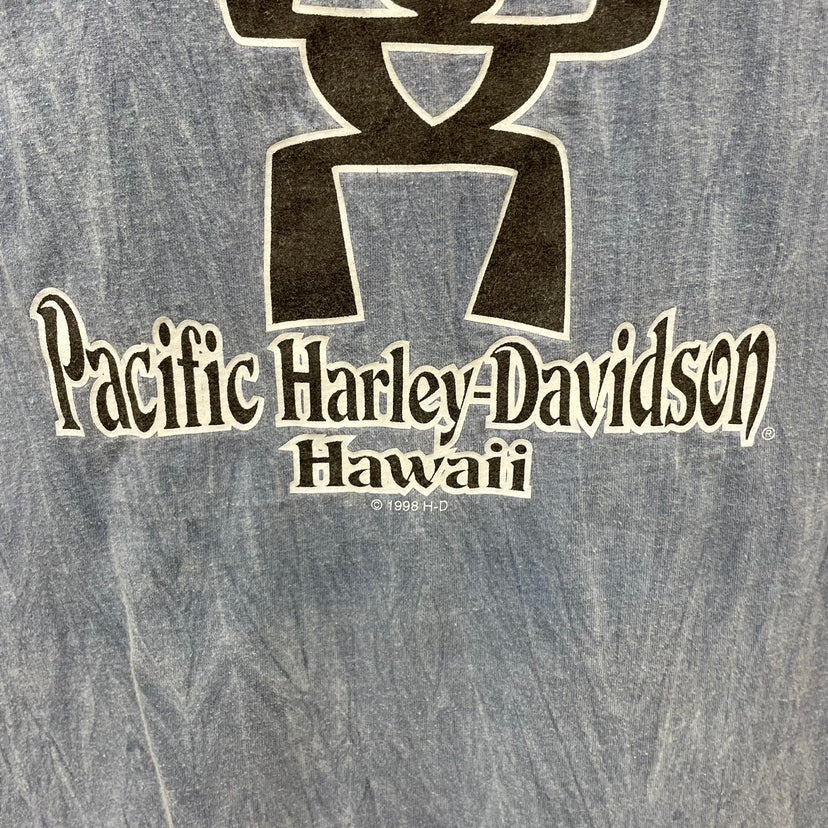 90s USA製 HARLEY-DAVIDSON ハーレーダビッドソン ハワイ Hawaii 半袖 Tシャツ 古着 ビンテージ ブルー XL