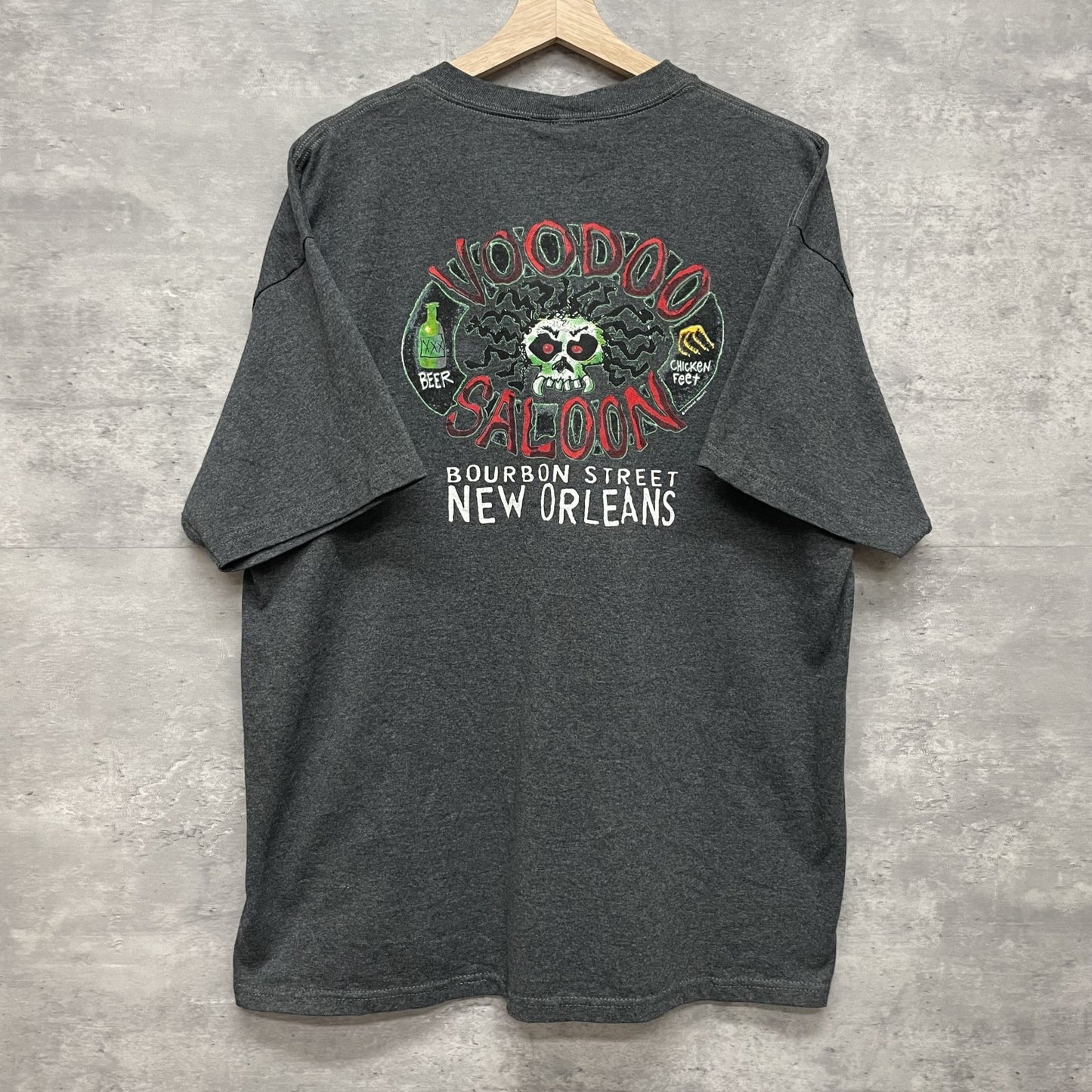 00s vintage 古着　ビンテージ　ヘインズ　Hanes スカル　グレー　ストリート　オーバーサイズ　バイカー　ニューオーリンズ