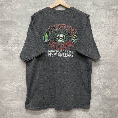 00s vintage 古着　ビンテージ　ヘインズ　Hanes スカル　グレー　ストリート　オーバーサイズ　バイカー　ニューオーリンズ