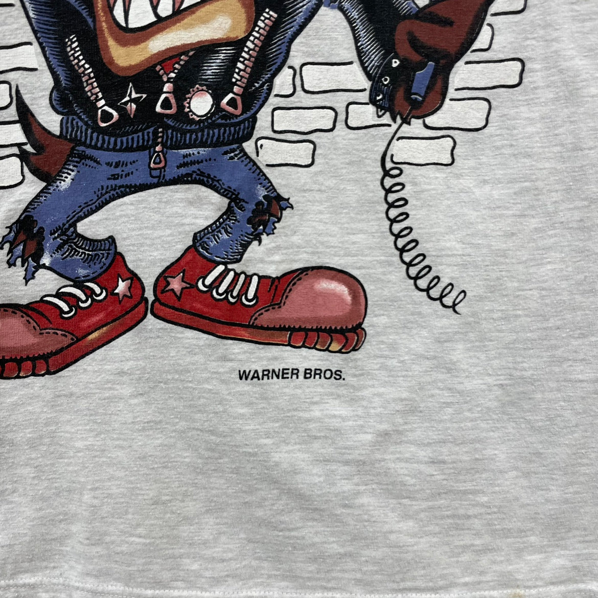 LOONEY TUNES タズマニアン・デビル 半袖 Tシャツ ビッグプリント ルーニーチューンズ 古着 ビンテージ グレー M