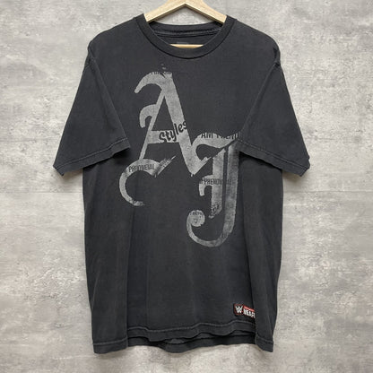 00s vintage 古着　ビンテージ　ワールドレスリング　ブラック　オーバーサイズ　wwf BIGプリント　ストリート