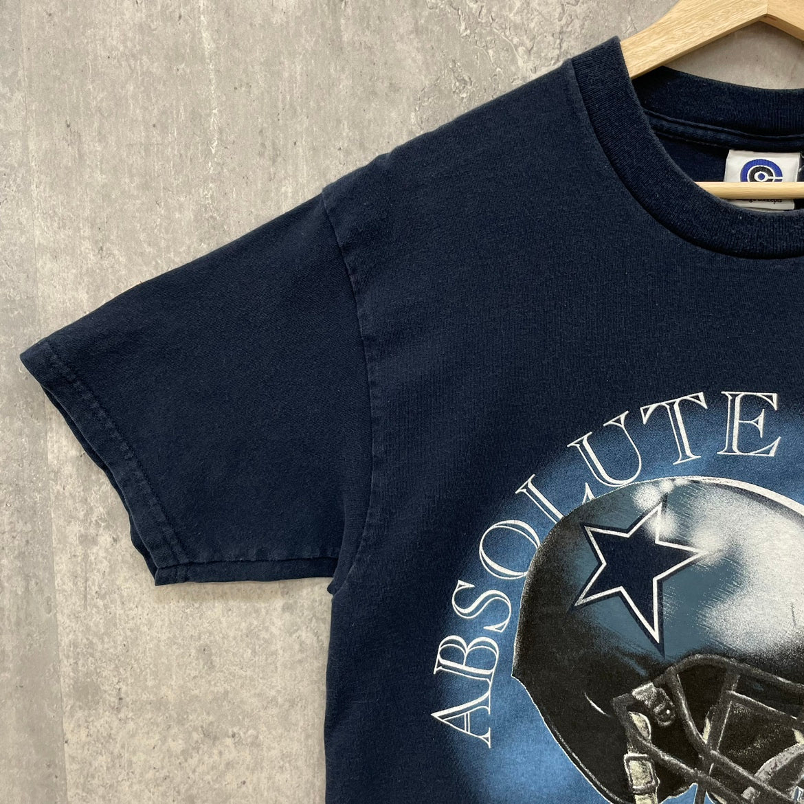 90s USA製 NFL Dallas Cowboys "ABSOLUTE VICTORY" Tシャツ ダラス・カウボーイズ 半袖 アメフト チーム系 両面プリント ネイビー L