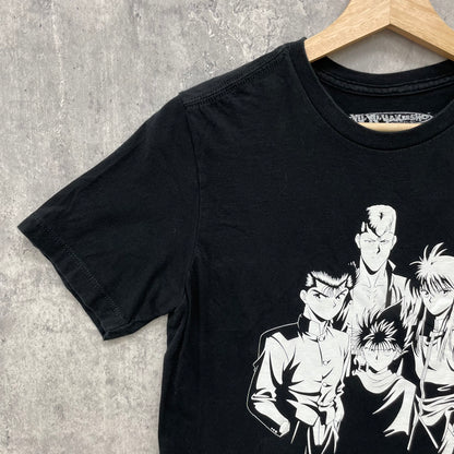 幽遊白書 YuYuHakusho アニメTシャツ 半袖 キャラクター ブラック トップス 漫画 古着 ビンテージ S 冨樫義博