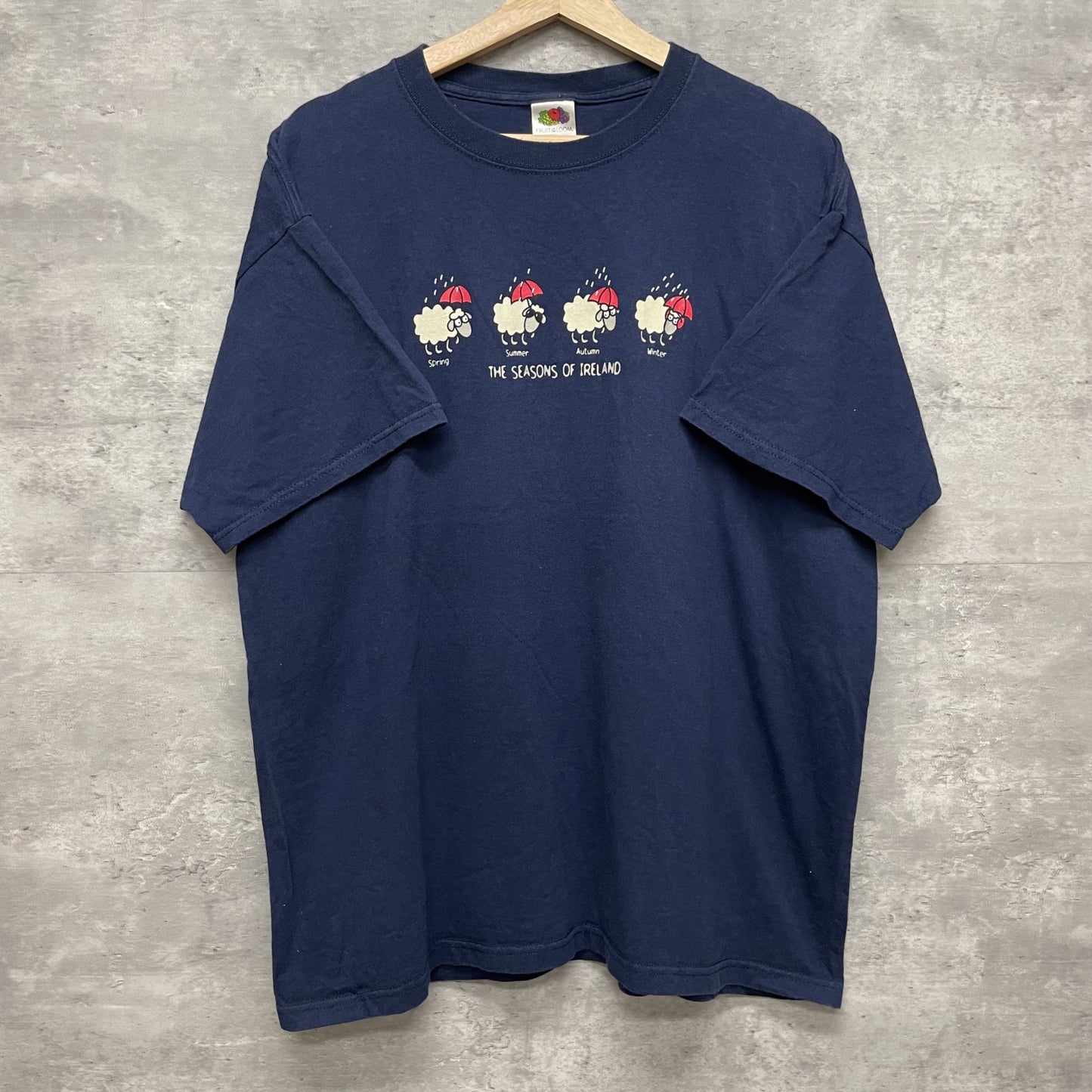 00s vintage 古着　ビンテージ　ネイビー　フロントプリント　羊　シティ　オーバーサイズ　四季　ファニーTee