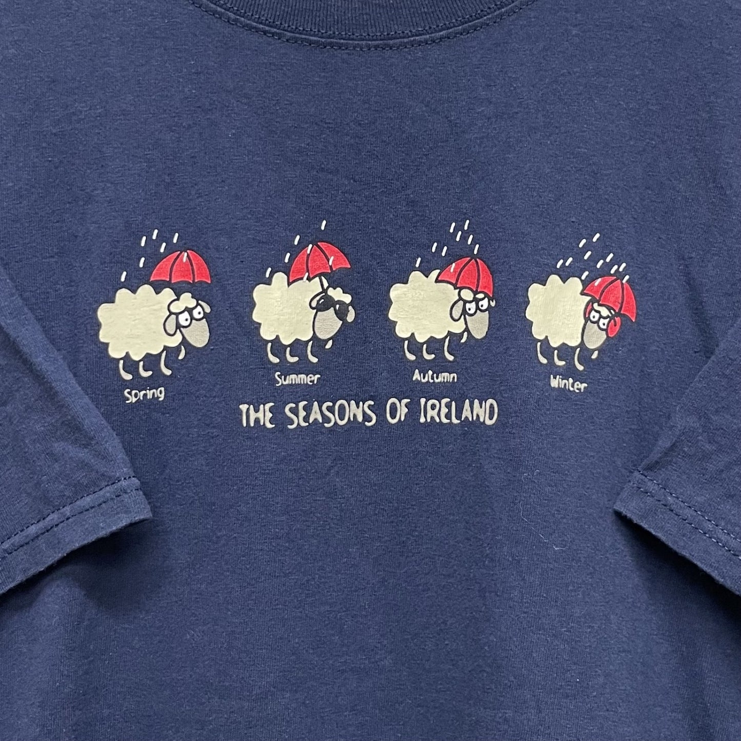 00s vintage 古着　ビンテージ　ネイビー　フロントプリント　羊　シティ　オーバーサイズ　四季　ファニーTee