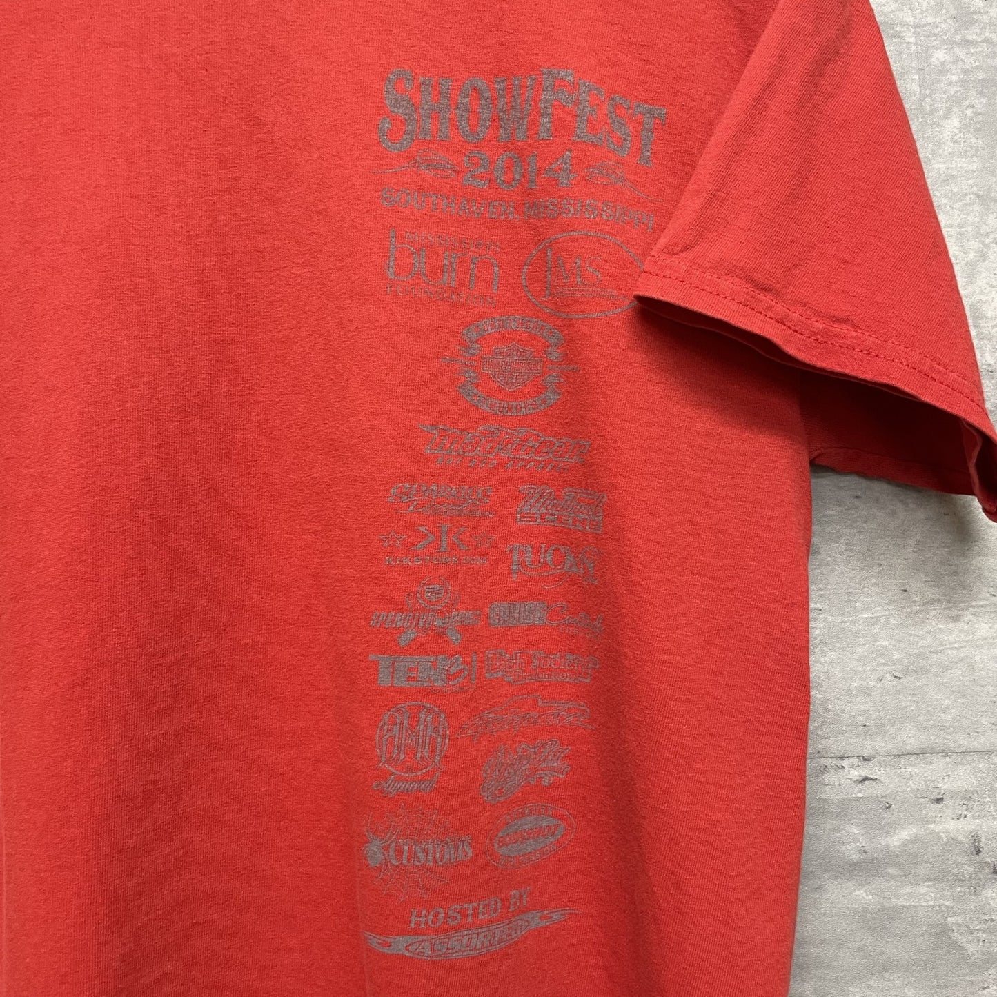 2014 vintage 古着　ギルダン　ビンテージ　モーター　レッド　ストリート　企業　ロゴ　車　SHOWFEST