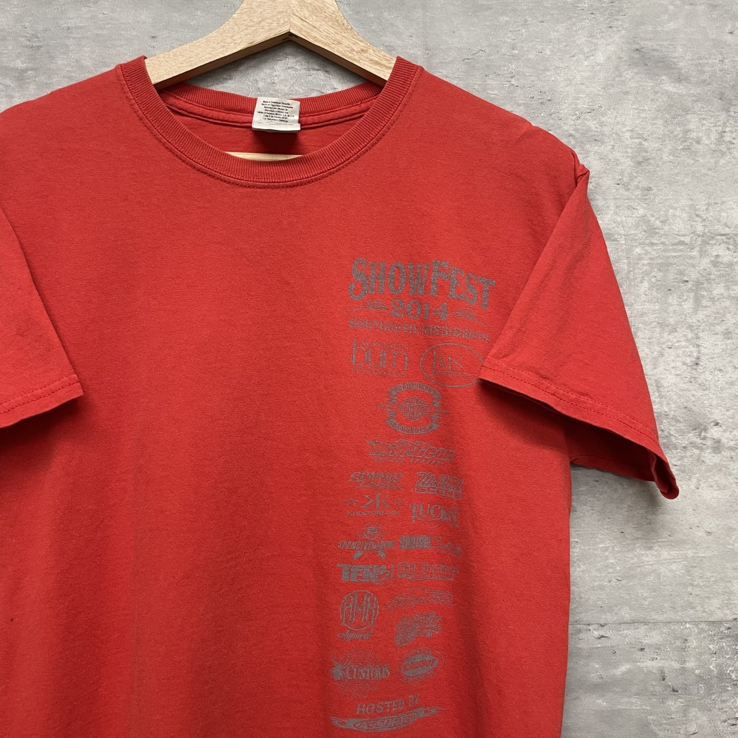 2014 vintage 古着　ギルダン　ビンテージ　モーター　レッド　ストリート　企業　ロゴ　車　SHOWFEST