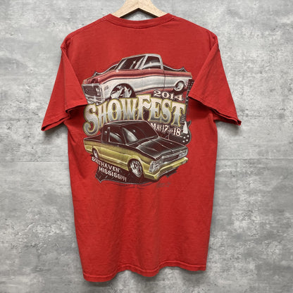 2014 vintage 古着　ギルダン　ビンテージ　モーター　レッド　ストリート　企業　ロゴ　車　SHOWFEST