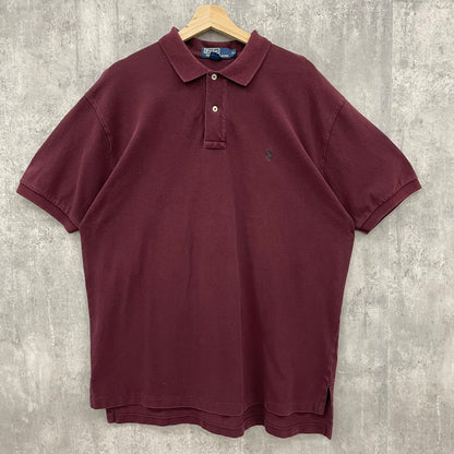 Polo by Ralph Lauren ポロラルフローレン ポロシャツ 半袖シャツ 無地 古着 ビンテージ XL ワインレッド