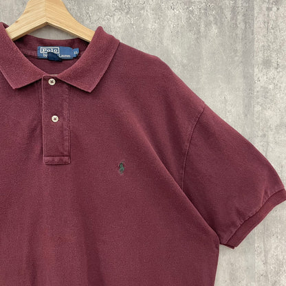 Polo by Ralph Lauren ポロラルフローレン ポロシャツ 半袖シャツ 無地 古着 ビンテージ XL ワインレッド