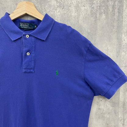 Polo by Ralph Lauren ポロシャツ ラルフローレン 無地 半袖 古着 ビンテージ M ブルー