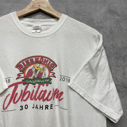 2018 vintage 古着　ビンテージ　フルーツオブザルーム　ホワイト　オーバーサイズ　シティ　ストリート　ビール　フロントプリント