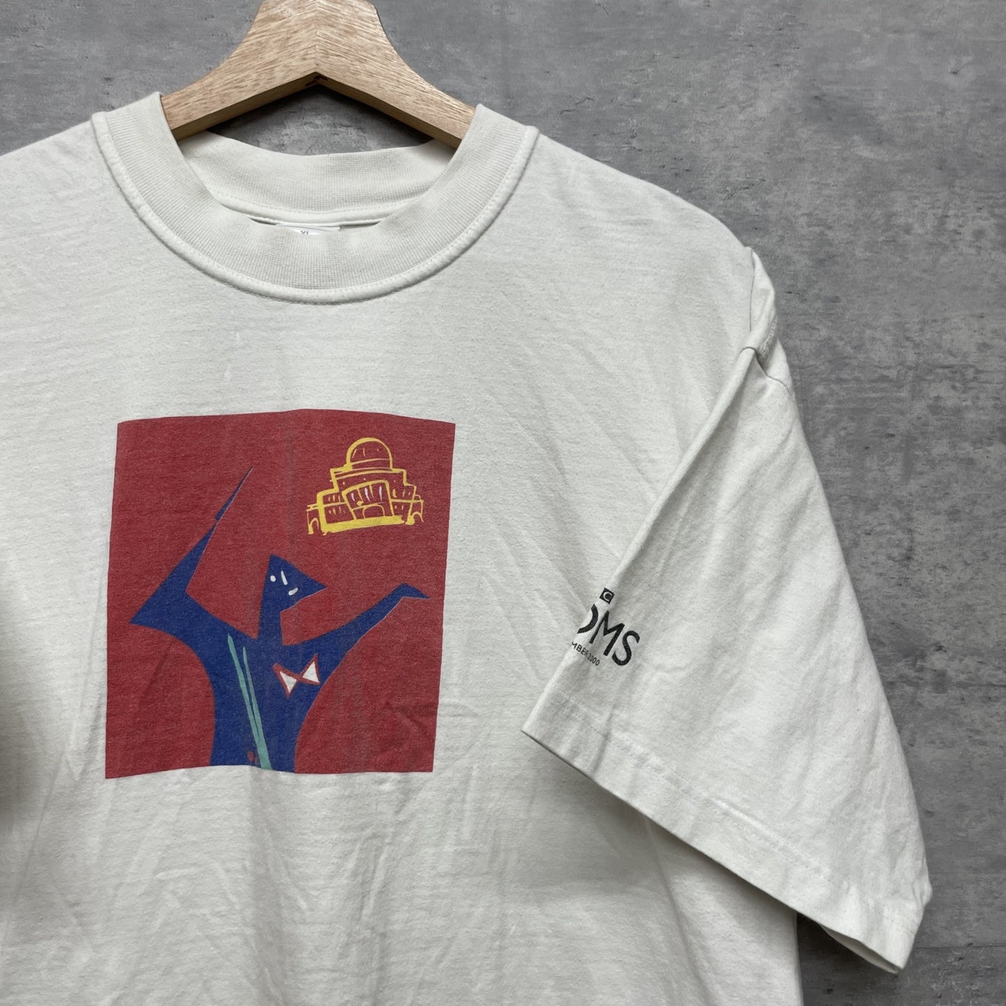 00s vintage 古着　ビンテージ　ホワイト　シティ　Hanes ストリート　袖ロゴ　フロントプリント　オーバーサイズ