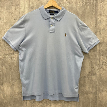 Polo by Ralph Lauren ポロラルフローレン ポロシャツ 半袖シャツ 無地 古着 ビンテージ XL 水色