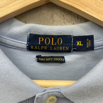 Polo by Ralph Lauren ポロラルフローレン ポロシャツ 半袖シャツ 無地 古着 ビンテージ XL 水色