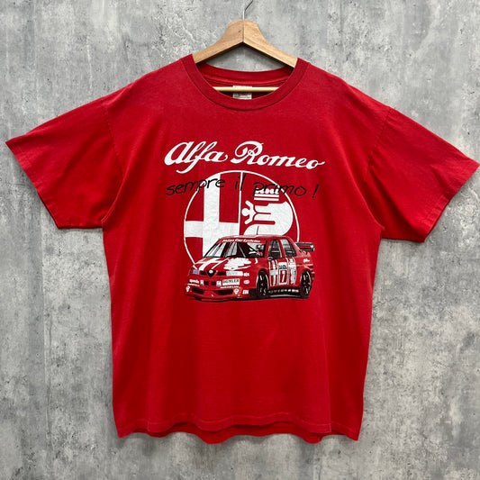 90s USA製 ONEITA Alfa Romeo 半袖 Tシャツ シングルステッチ 1994 車 古着 ビンテージ レッド XL