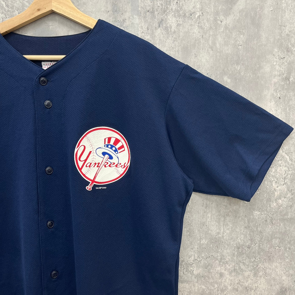 NEW YORK YANKEES ヤンキース ゲームシャツ ベースボールシャツ 野球 スポーツ 半袖シャツ 古着 ビンテージ ネイビー XL