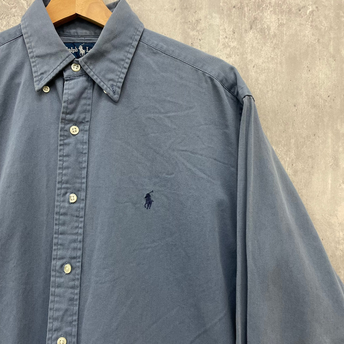 90s POLO Ralph Lauren 長袖シャツ ラルフローレン BLAKE ワンポイント ロゴ 刺しゅう 古着 ビンテージ ブルー S