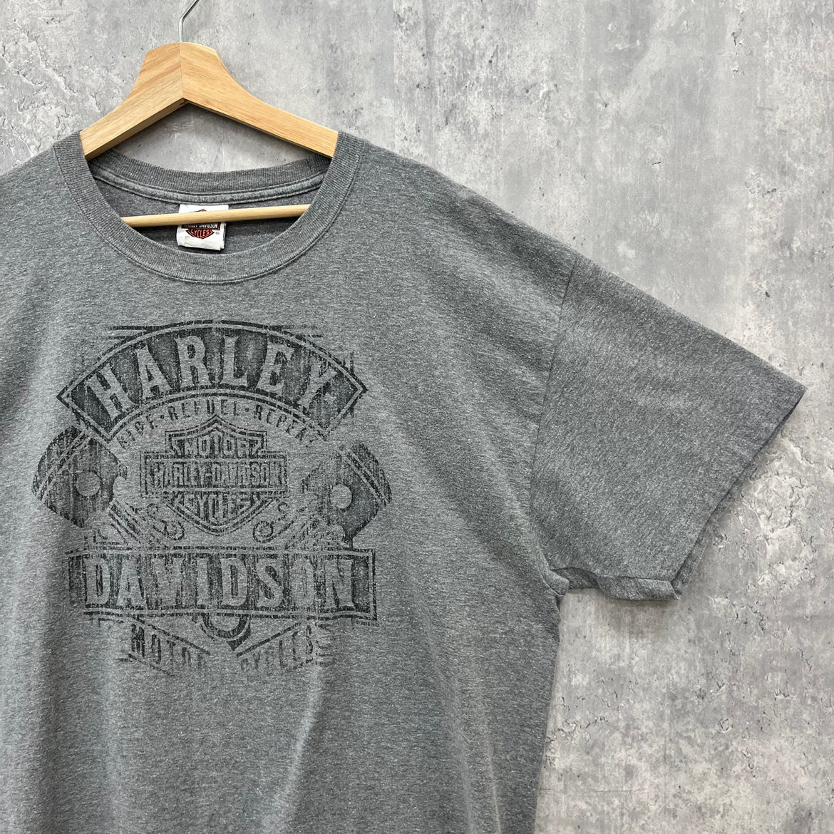 HARLEY-DAVIDSON ハーレーダビッドソン 半袖 Tシャツ ハーレーT バイク 古着 ビンテージ グレー XL