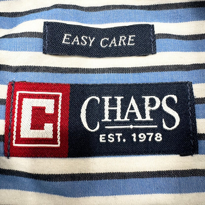 CHAPS チャップス ボタンダウンシャツ ボーダー 胸ポケット 刺繍ロゴ バングラデッシュ製 サイズM