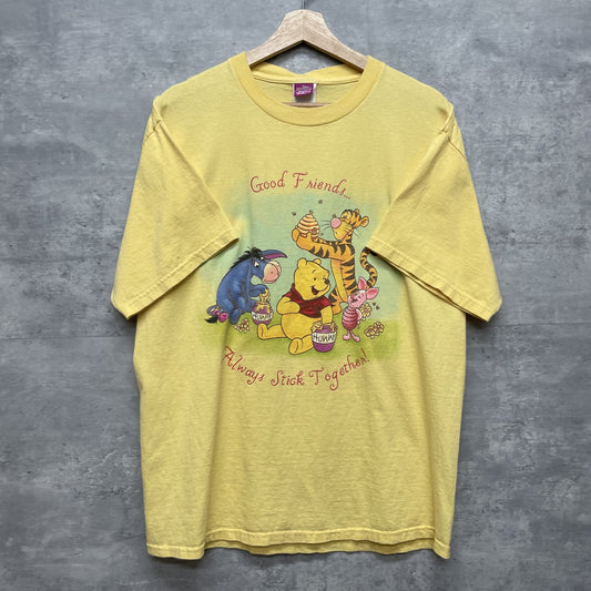00s vintage 古着　ビンテージ　ディズニー　プーさん　Disney フロントプリント　キャラクター　イエロー
