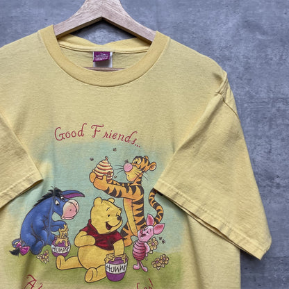 00s vintage 古着　ビンテージ　ディズニー　プーさん　Disney フロントプリント　キャラクター　イエロー