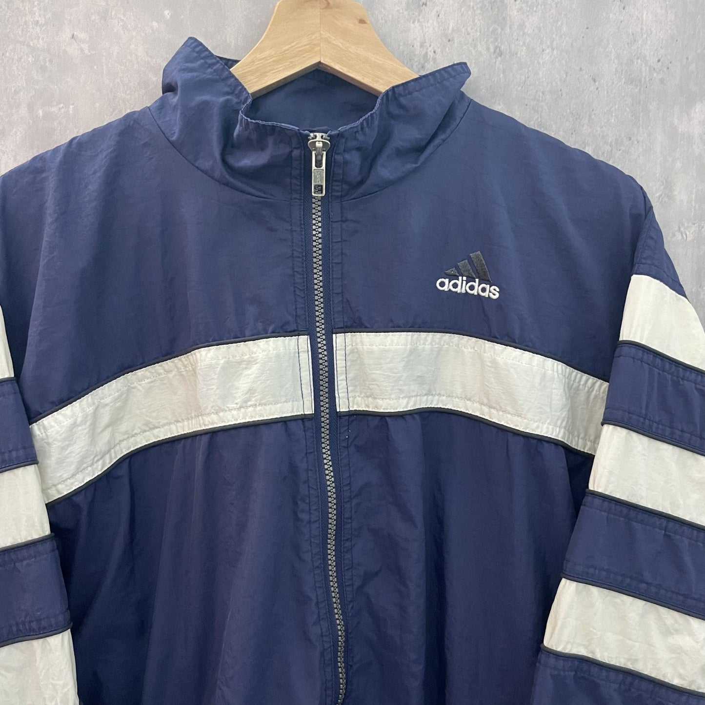 vintage 古着　ビンテージ　Adidas アディダス フルジップ　ナイロンジャケット　ブルゾン　ツートン