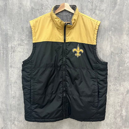 NFL NEW ORLEANS SAINTS リバーシブル中綿ベスト ニューオリンズ・セインツ ジャケット アウター 古着 ビンテージ L相当