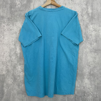 90S VINTAGE 古着　ビンテージ　ディズニー　プーさん Pooh キャラクター　刺繍　ライトブルー　アニメ