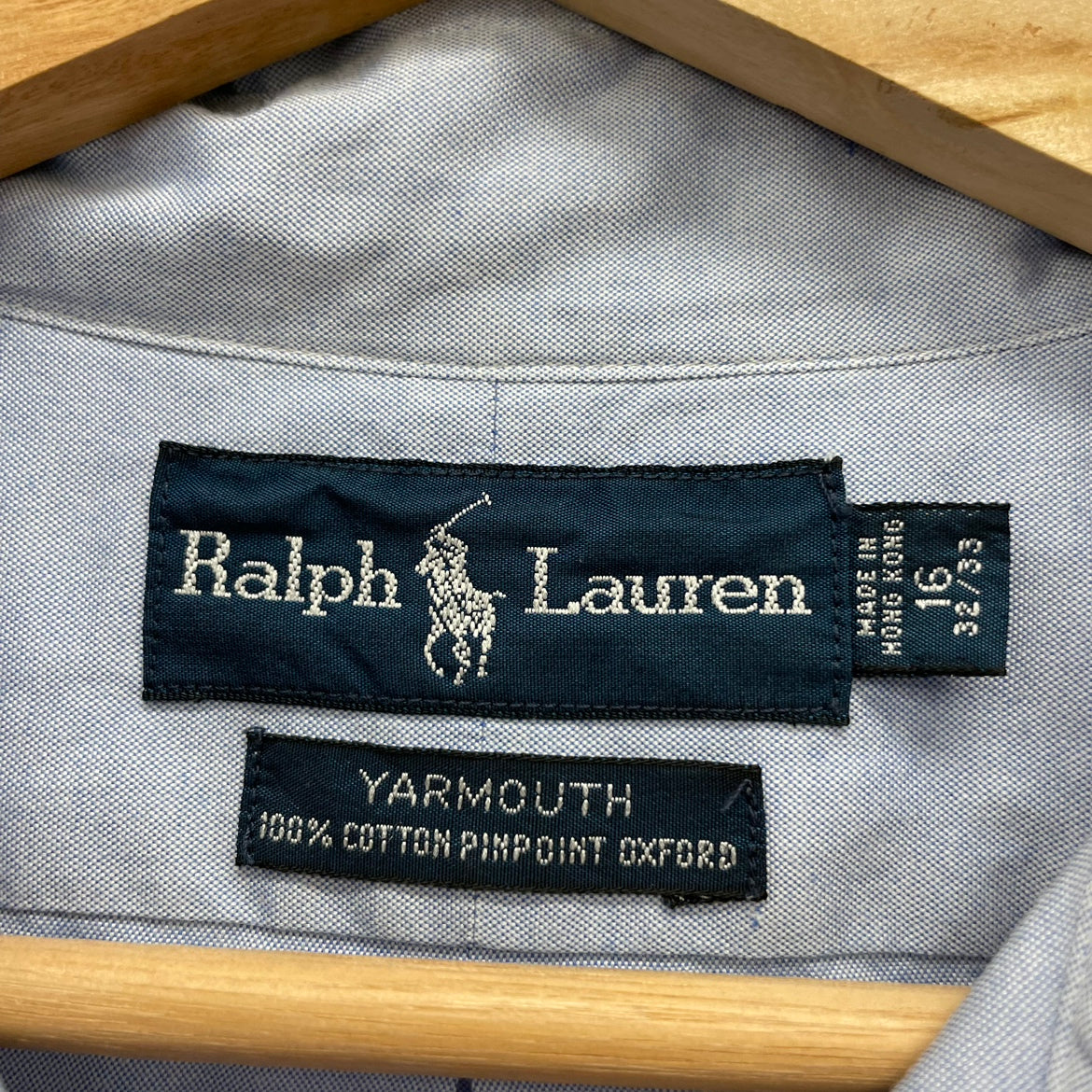 90s POLO Ralph Lauren 長袖シャツ ラルフローレン ワンポイント ロゴ 刺しゅう 古着 ビンテージ ブルー XL相当