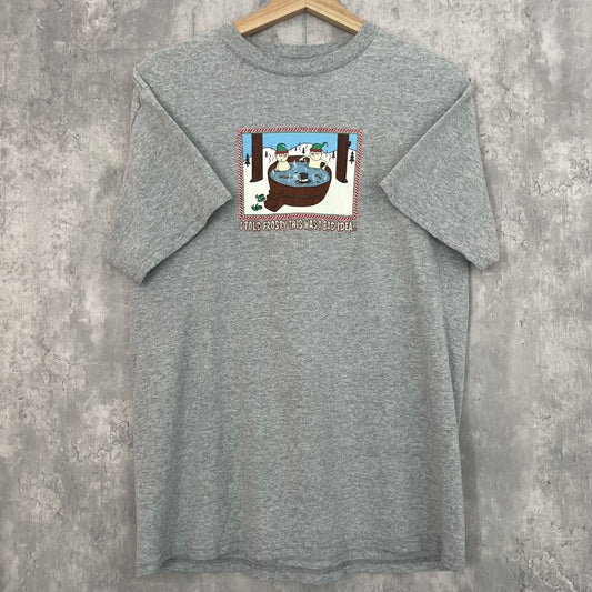 00s vintage 古着　ビンテージ　Hybrid ポップデザイン　メッセージプリント　グレー