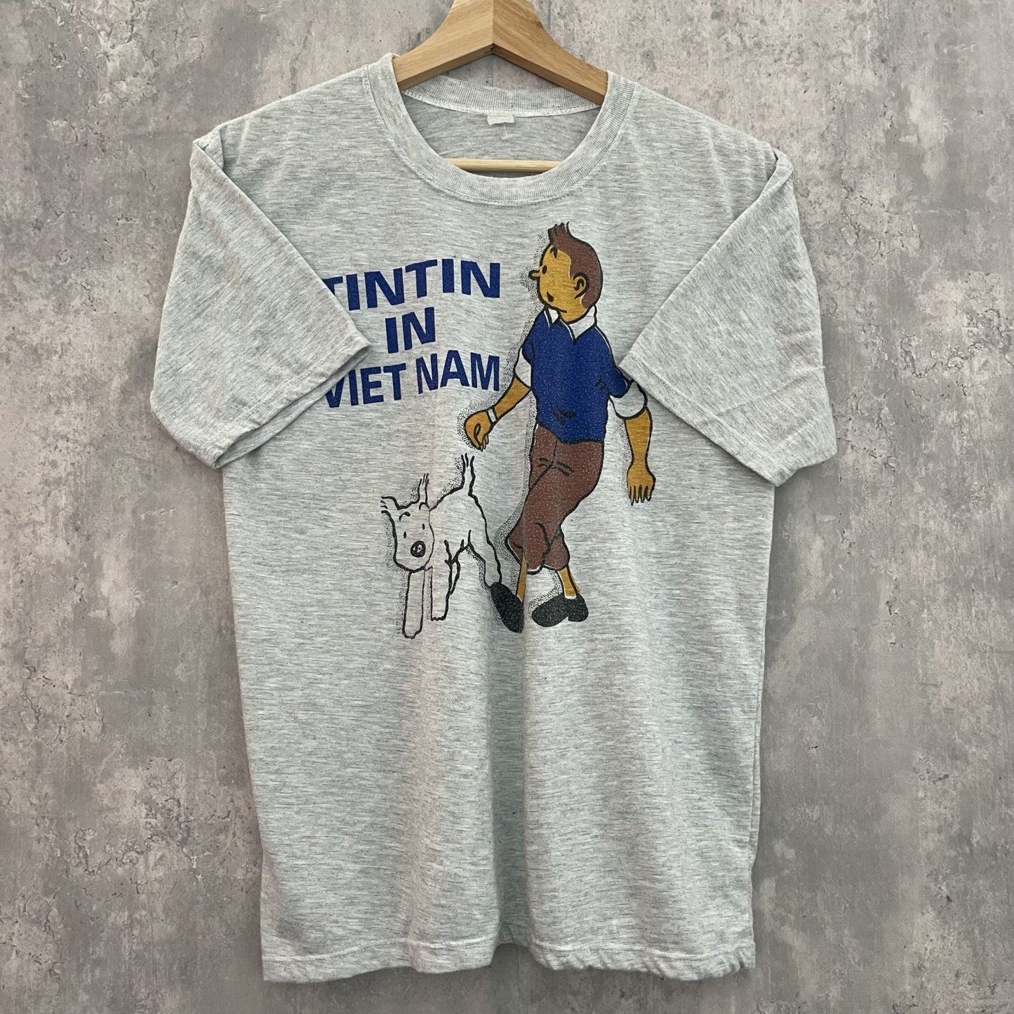 90s 00s TINTIN タンタン　Tシャツ　キャラクター　アニメ　グレー　