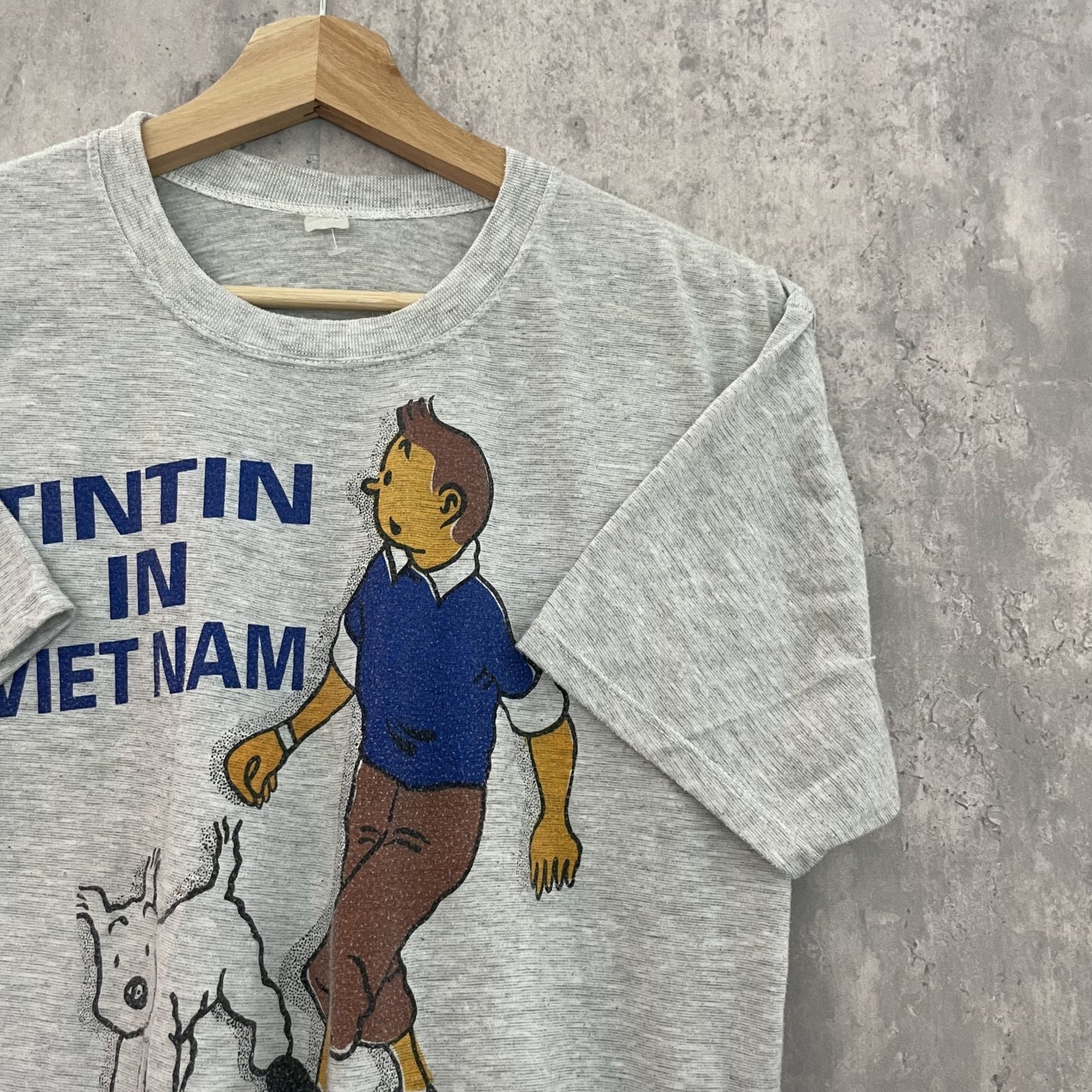90s 00s TINTIN タンタン　Tシャツ　キャラクター　アニメ　グレー　