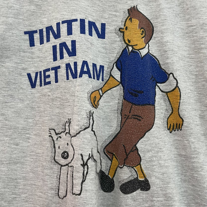 90s 00s TINTIN タンタン　Tシャツ　キャラクター　アニメ　グレー　
