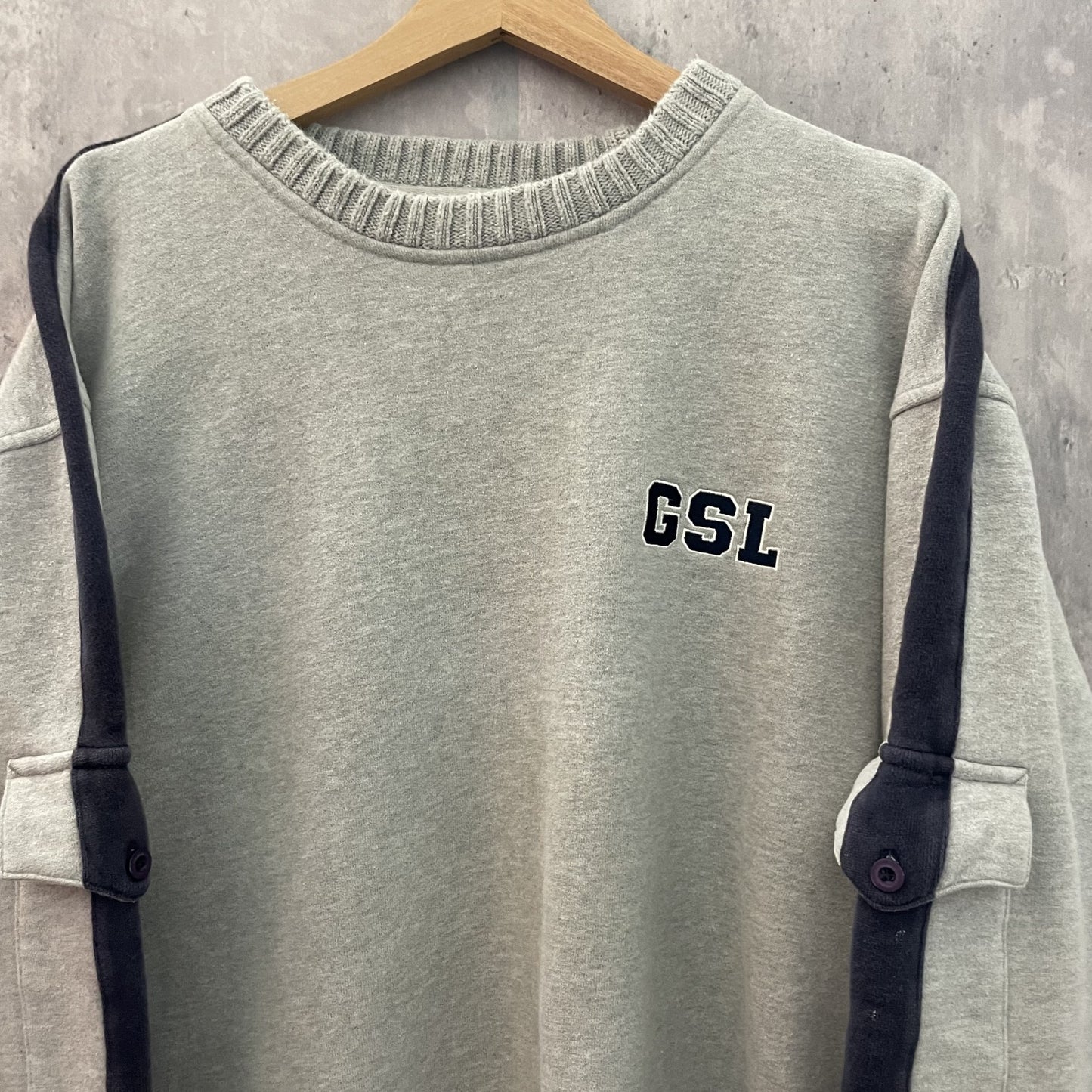 90s vintage 古着　ビンテージ　企業　GSL 袖ポケット　ツートンカラー　オーバーサイズ　グレー　シンプル