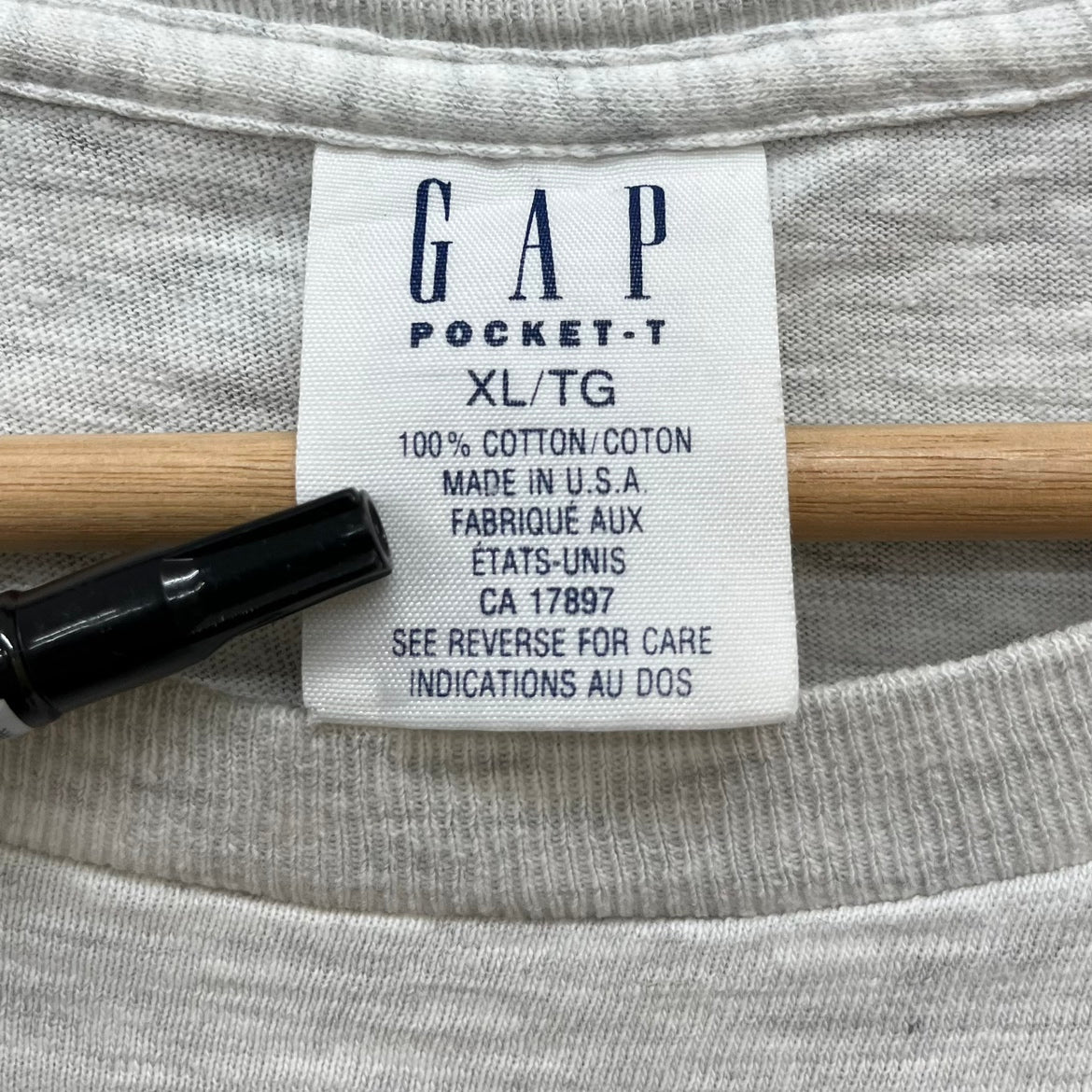 90s USA製 OLD GAP ポケットTシャツ 無地 霜降りグレー 半袖 オールドギャップ シングルステッチ 古着 ビンテージ 90年代 グレー XL