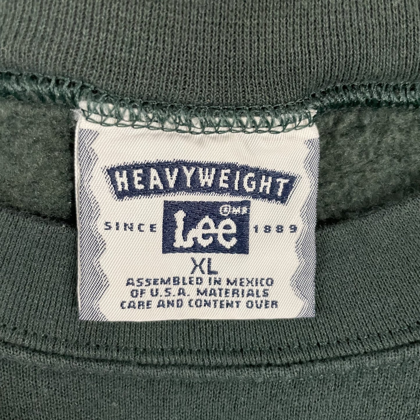 90s vintage 古着　ビンテージ　Lee リー　無地スウェット　USA製　単色　深緑　オーバーサイズ　ストリート