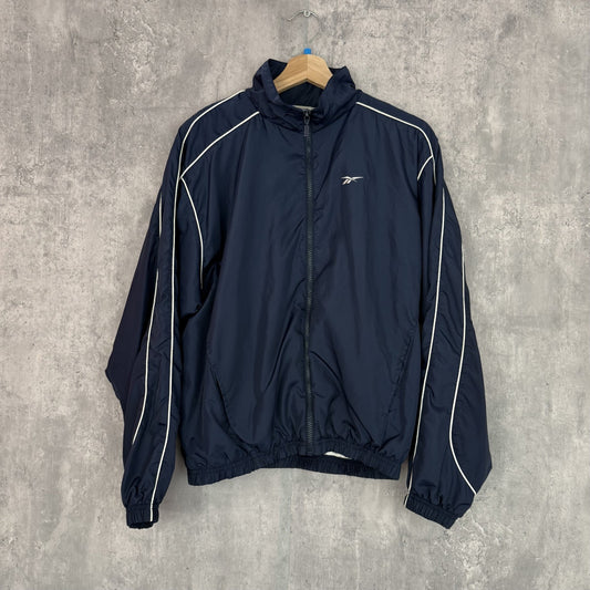 90s vintage 古着　ビンテージ　リーボック　ナイロンジャケット　刺繍ロゴ　Reebok　スポーツ　ストリート　フルジップ