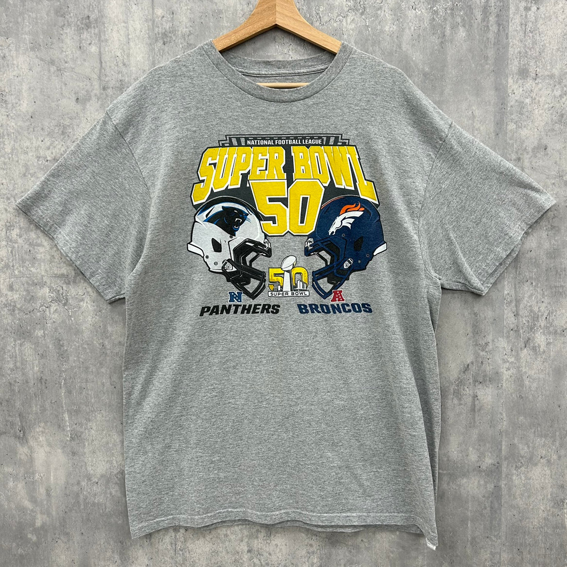 00s Majestic NFL SUPER BOWL PANTHERSvsBRONCOS スーパーボウル 古着 ビンテージ XL グレー