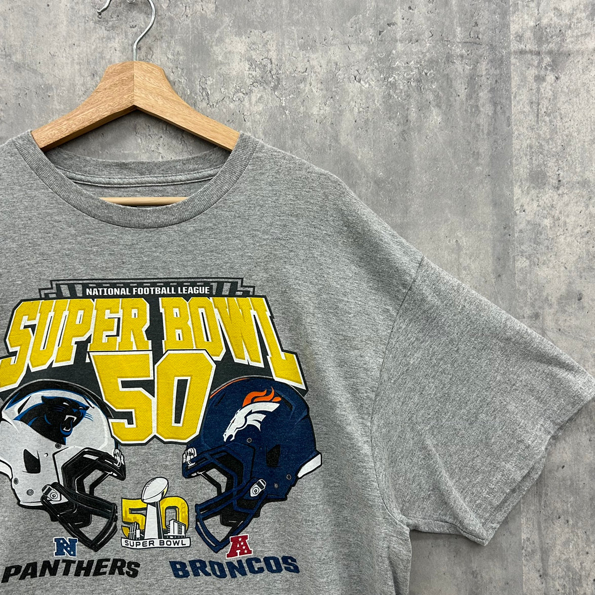 00s Majestic NFL SUPER BOWL PANTHERSvsBRONCOS スーパーボウル 古着 ビンテージ XL グレー