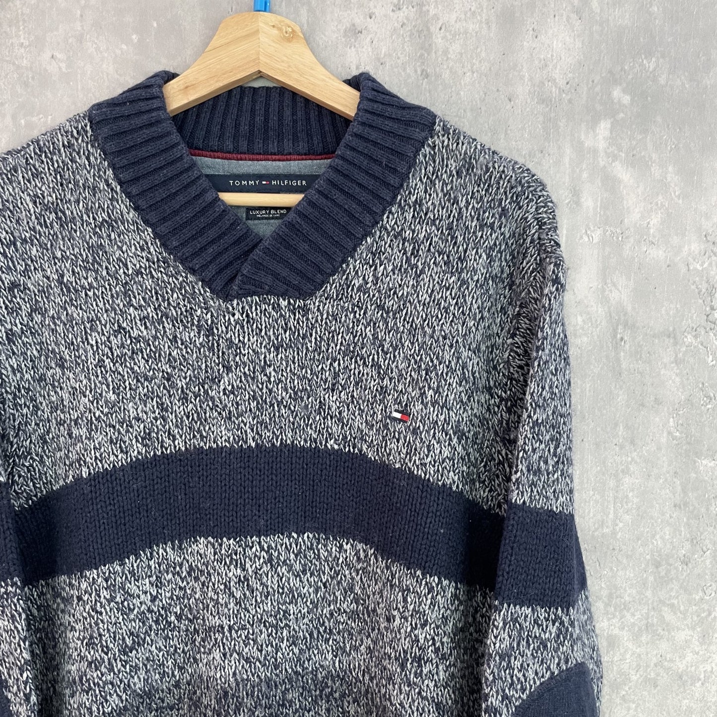 00s vintage 古着　ビンテージ　トミーヒルフィガー　TOMMYHILFIGER 　ボーダーニット　ショールカラー