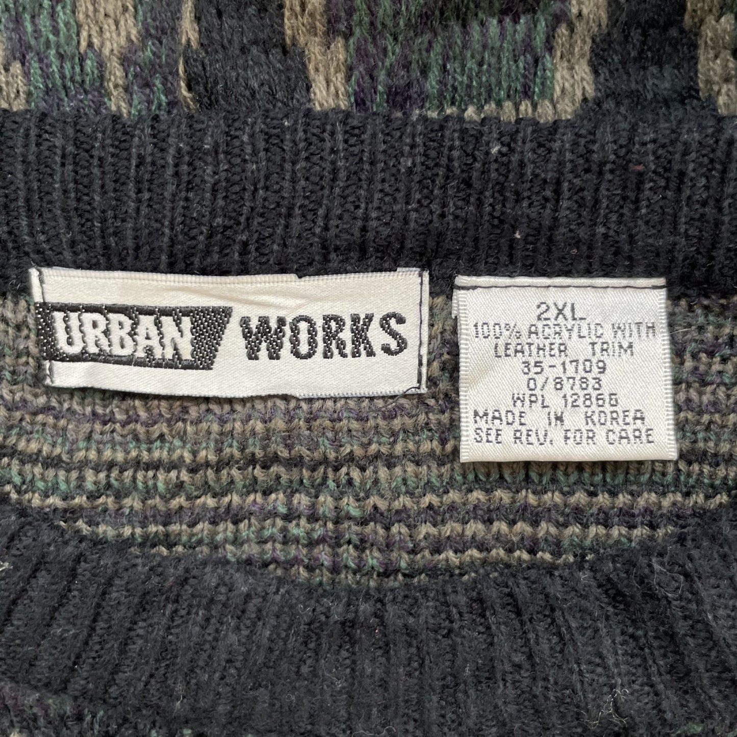 90s vintage 古着　ビンテージ　URBAN WORKS アクリルニット　総柄　オーバーサイズ