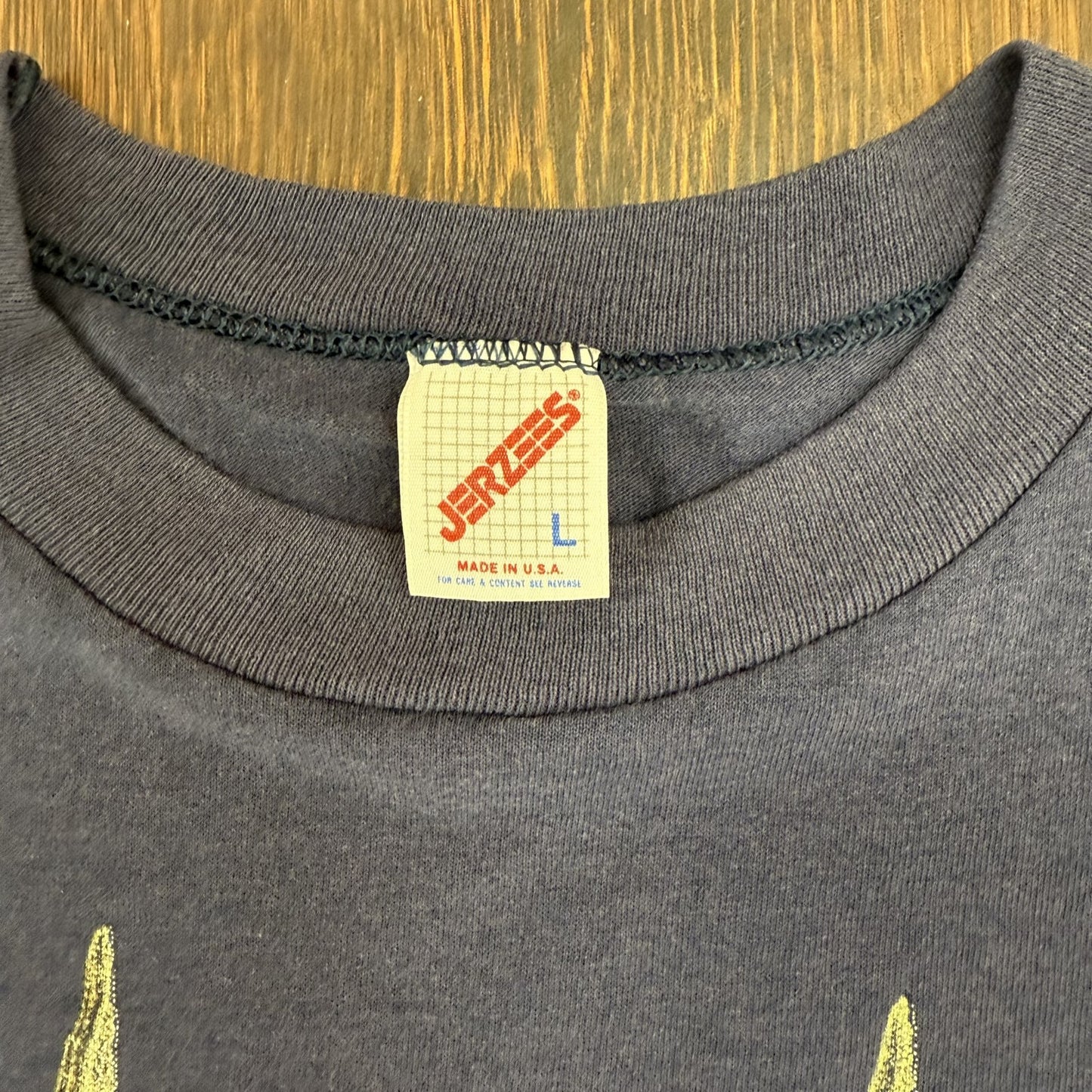 90s vintage 古着　ビンテージ　アニマル　鹿　プリント　半袖Tシャツ　ネイビー　USA製