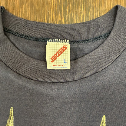 90s vintage 古着　ビンテージ　アニマル　鹿　プリント　半袖Tシャツ　ネイビー　USA製