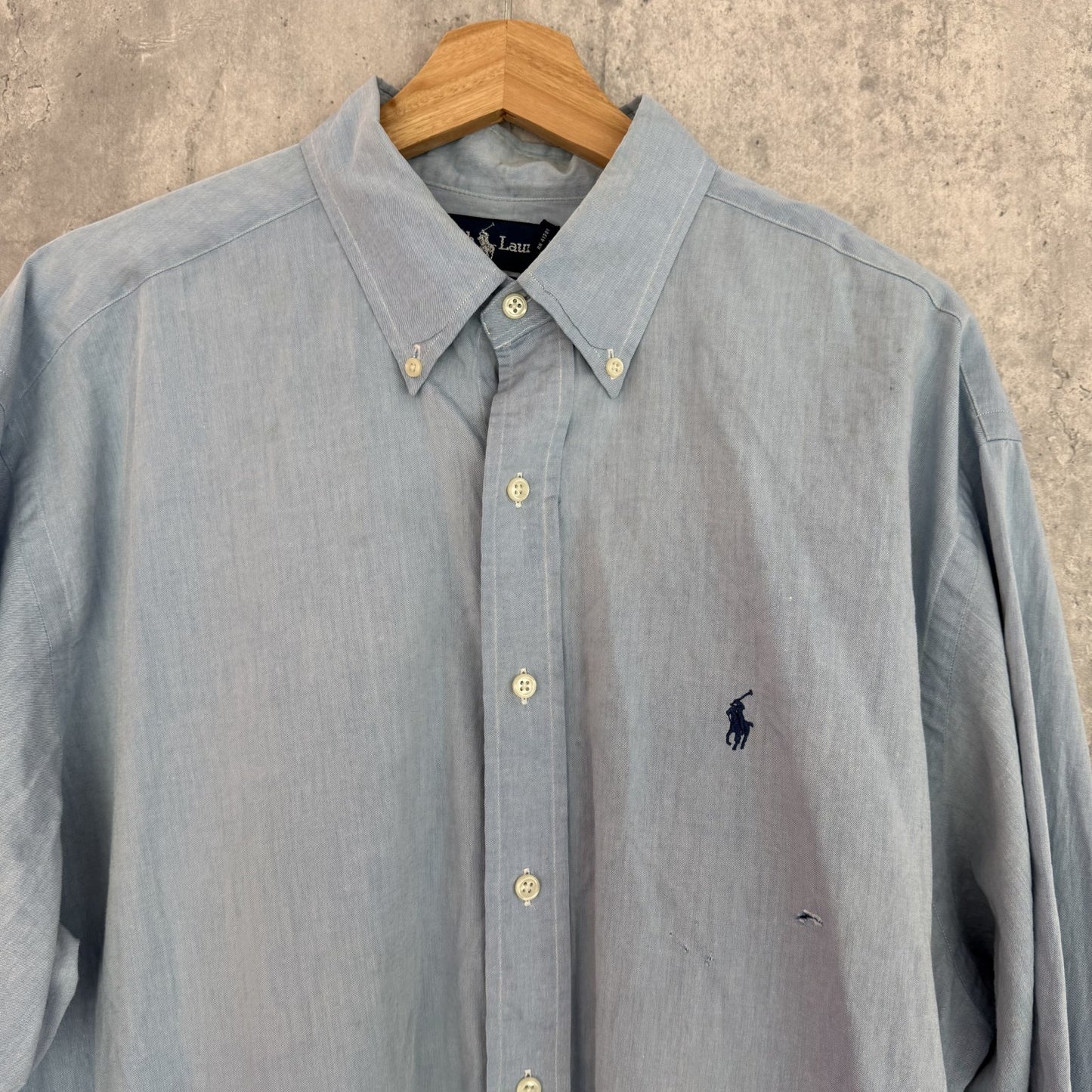 90s vintage 古着　ビンテージ　ラルフローレン　RalphLauren 長袖シャツ　刺繍　ボタンダウン　カジュアル