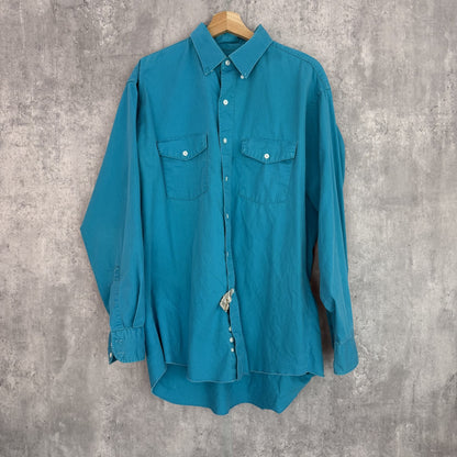 80s vintage 古着　ビンテージ　ラングター　Wrangler 長袖シャツ　ウエスタン　カジュアル　ライトブルー　