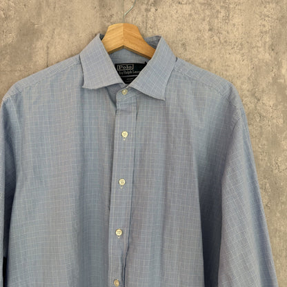 90s vintage 古着　ビンテージ　ラルフローレン　RalphLauren 長袖シャツ　刺繍ロゴ　チェック　ボタンダウン　カジュアル