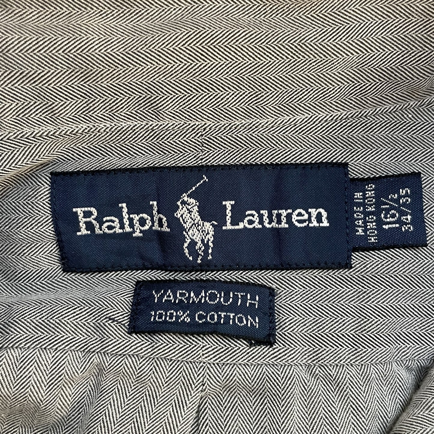 90s vintage 古着　ビンテージ　ラルフローレン　RalphLauren 長袖シャツ　ボタンダウン　ロングスリーブ　ヘリンボーン　YARMOUTH