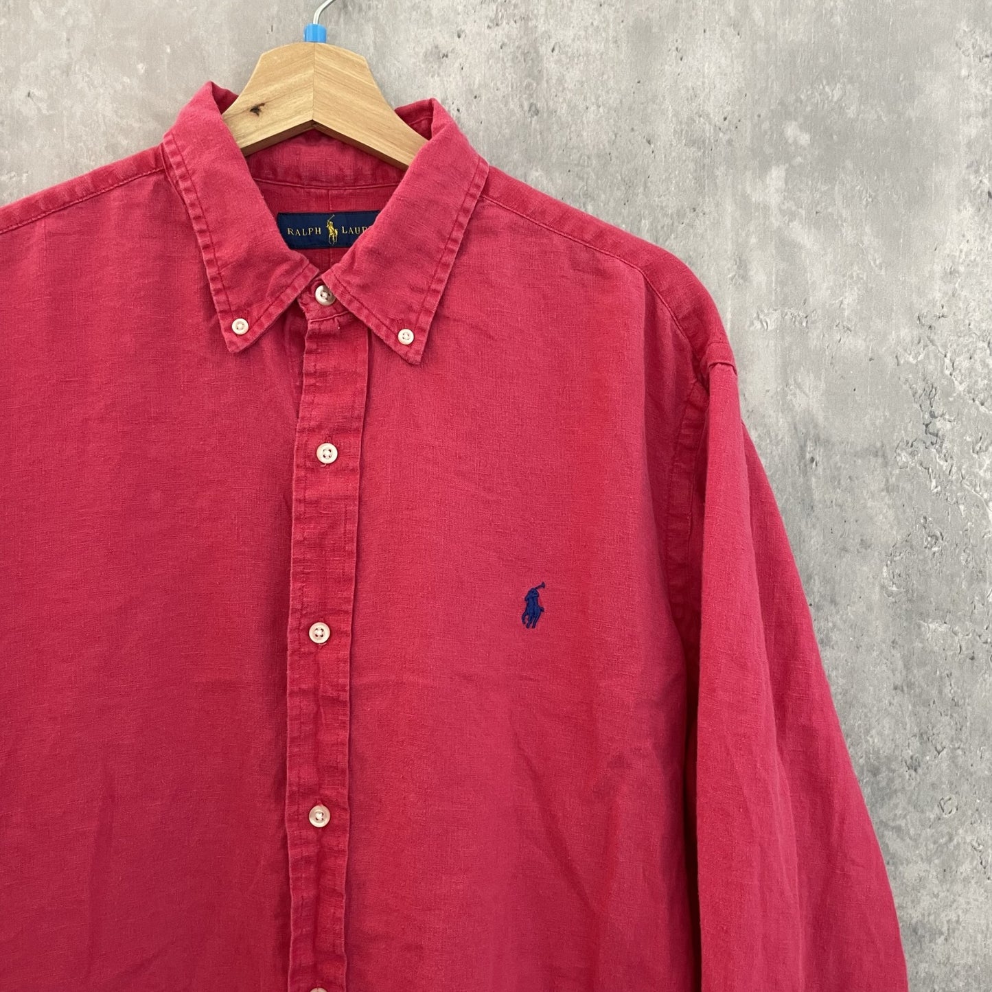 00s vintage 古着　ビンテージ　ラルフローレン　長袖シャツ　RALPH LAUREN　ロングスリーブ　ボタンダウン　現行　リネン素材