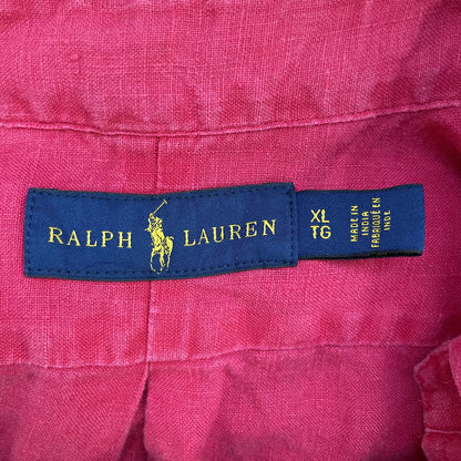 00s vintage 古着　ビンテージ　ラルフローレン　長袖シャツ　RALPH LAUREN　ロングスリーブ　ボタンダウン　現行　リネン素材